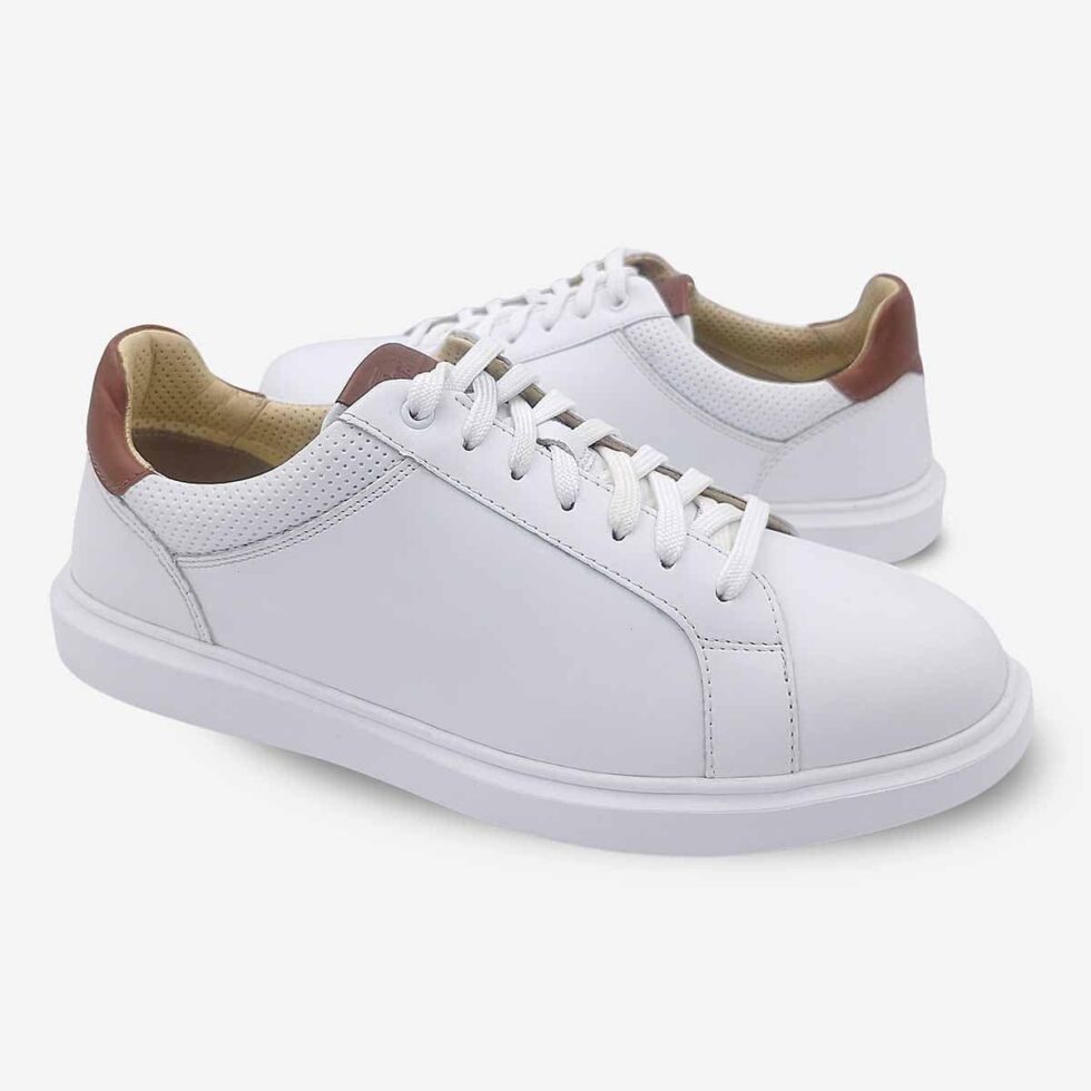 Mirrored pair of Florsheim Social White Sneakers.