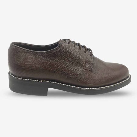 Side front view of Florsheim Status Derby Shoes in dark brown.