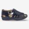 Side front view of Omega Fiesta Black Sandal.