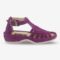 Side front angle of Omega Ladies Fassie Midrid Cerise Purple Suede Sandal.