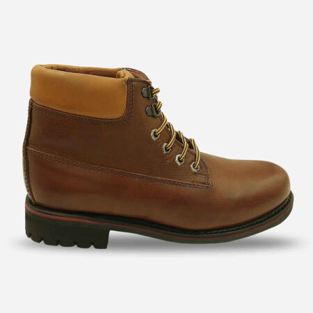 Side front view of Ranger Setter Walnut Tan Boots showing profile and light tan ankle section