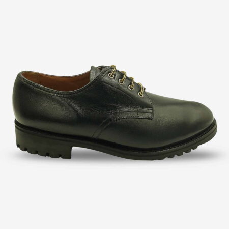 Side front view of Ranger Shoes for Men Black leather lace-up formal shoe
