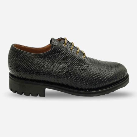 Side front view of Ranger Shoes for Men Black Print leather lace-up formal shoe