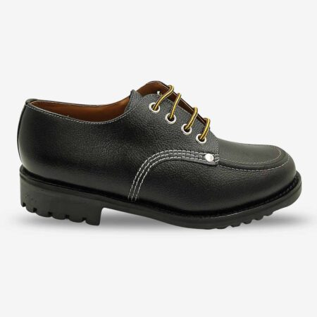 Side front view of Ranger Shoes for Men Black Stitch leather lace-up shoe