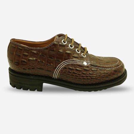 Side front view of Ranger Shoes for Men Walnut Brown Print Stitch leather formal shoe