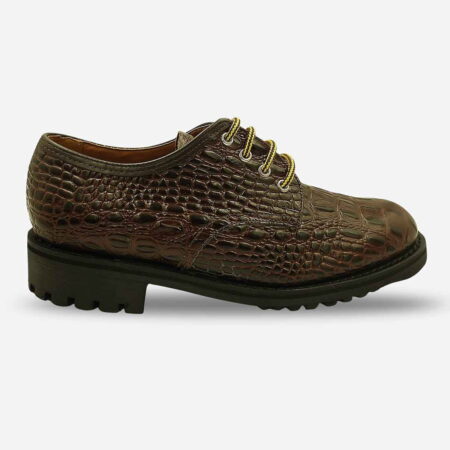Side front view of Ranger Shoes for Men Walnut Choc Print leather lace-up shoe