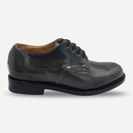 Saxone Ash Black leather lace-up shoe angled from side front