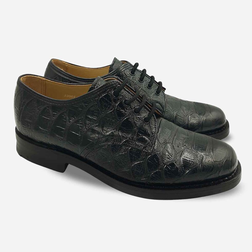 Pair of Saxone black embossed leather classic lace-up shoes