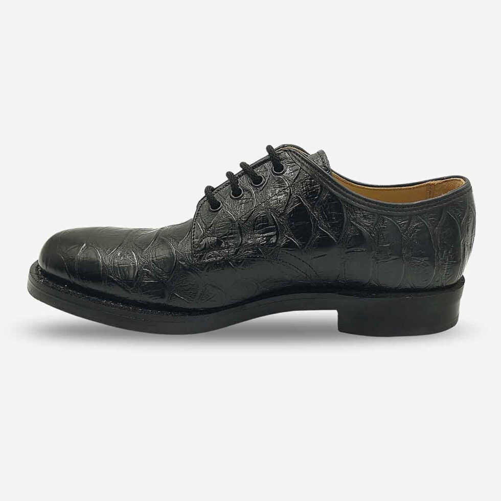 Inner side of Saxone black embossed leather formal shoe