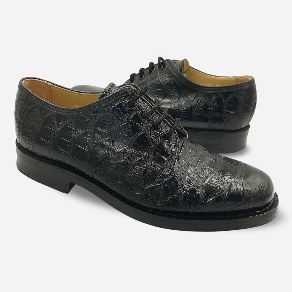 Mirrored pair of Saxone black textured formal lace-up shoes