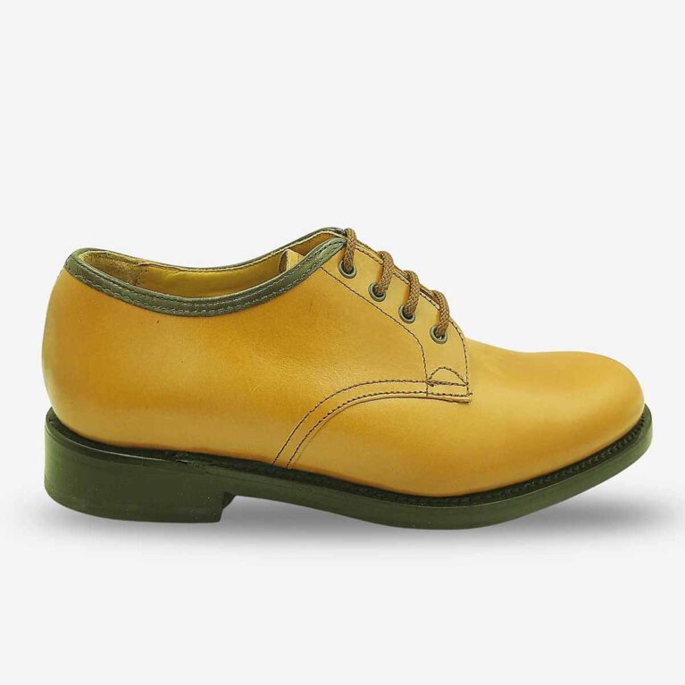 Saxone Ivywood Choc lace-up shoe angled from side front in genuine calf leather