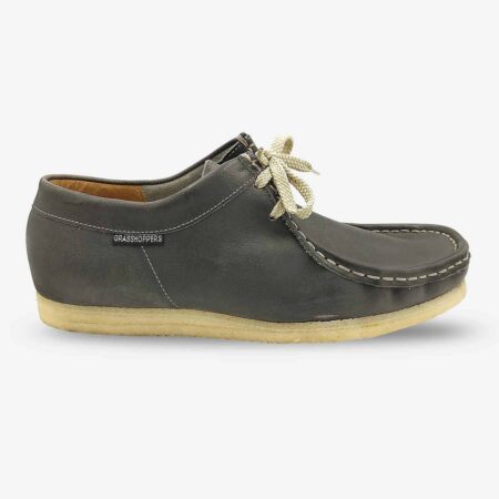 Grasshopper Rugger Charcoal shoe side front with logo detailing