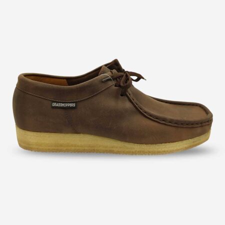 Grasshopper Tego Sandiego Mocca shoe side front with logo detailing