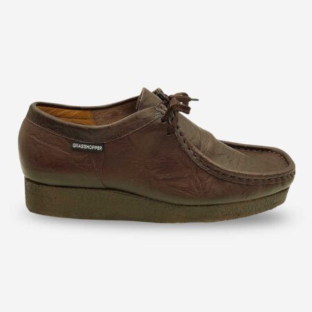 Grasshopper Tornado Chestnut Leather shoe side front with logo detailing