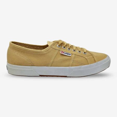 Superga 2750 Cotu low-top sneaker in beige camel, side-front angle highlighting toe and stitching