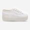 Superga 2790 platform sneaker in total white, side-front view with side tab and subtle 3D sole detail